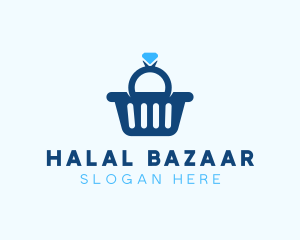 Diamond Ring Shopping Basket logo design