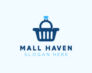 Diamond Ring Shopping Basket logo design