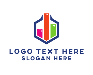 Pillars - Data Hexagon Chart logo design
