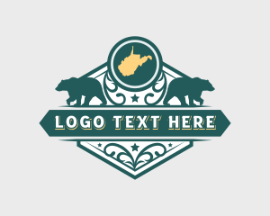 Map - West Virginia Bear Ornament logo design