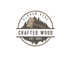 Wooden Carpenter Mallet  logo design