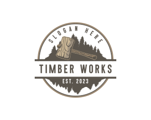 Wooden Carpenter Mallet  logo design