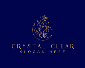 Crystal - Moon Flower Crystal logo design