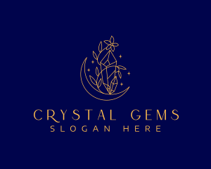 Moon Flower Crystal logo design