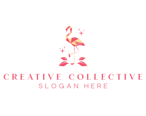 Geometric Bird Flamingo logo design