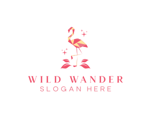 Geometric Bird Flamingo logo design