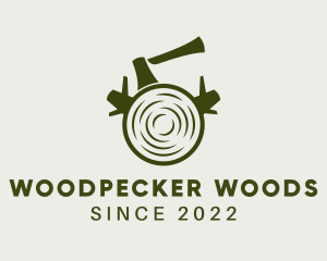 Wood Log Lumberjack logo design