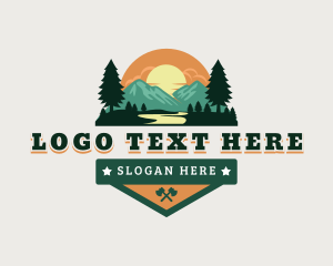 River - Outdoor Mountain River logo design