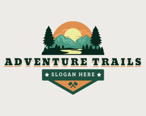 Outdoor Mountain River logo design