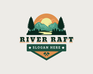 Outdoor Mountain River logo design