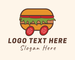 Food Delivery - Hamburger Delivery Cart logo design