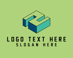 Pixel - 3D Pixel Letter N logo design