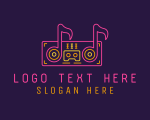 Music Studio - Music Note Boombox logo design