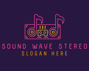 Stereo - Music Note Boombox logo design