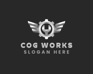 Mechanic Cog Wings logo design