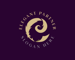 Elegant Feather Pen Paper logo design