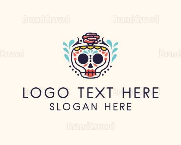 Decorative Skull Flower Logo