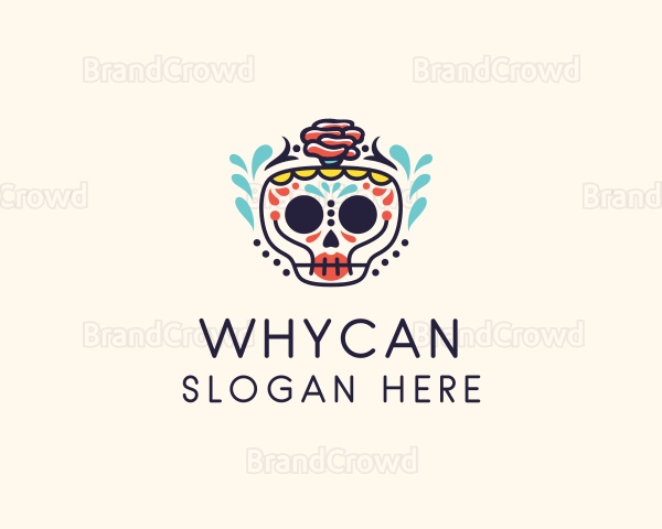 Decorative Skull Flower Logo