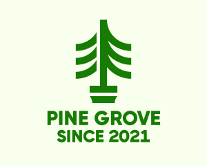 Green Pine Tree Plant logo design
