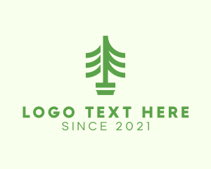 Green - Green Pine Tree Plant logo design