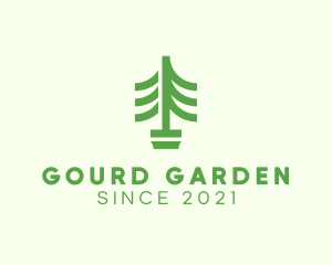 Green Pine Tree Plant logo design