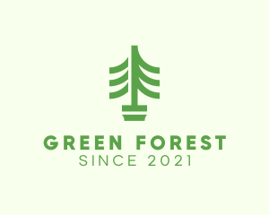 Green Pine Tree Plant logo design