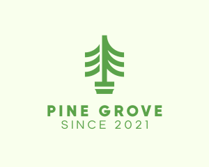 Green Pine Tree Plant logo design