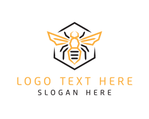 Bee - Hexagon Flying Bee logo design