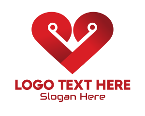 Heartbeat - Red Heart Tech logo design