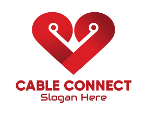 Cable - Red Heart Tech logo design