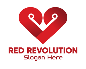 Red Heart Tech logo design