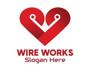 Wire - Red Heart Tech logo design