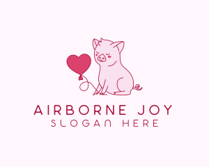 Piglet Animal Heart logo design