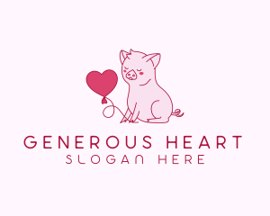 Piglet Animal Heart logo design