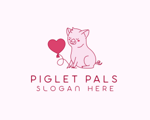 Piglet - Piglet Animal Heart logo design