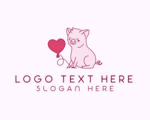 Balloon - Piglet Animal Heart logo design