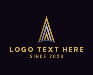 Gold - Metallic Arrow Letter A logo design