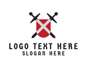 Crossed - Crossed Swords Shield logo design