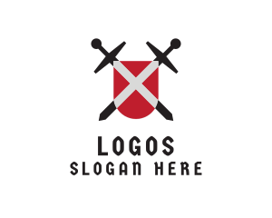 Kingdom - Crossed Swords Shield logo design