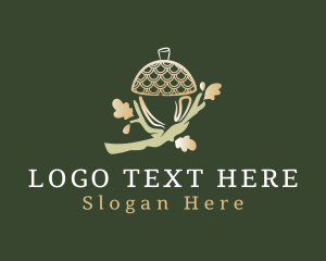 Peaceful - Golden Acorn Oak Tree logo design