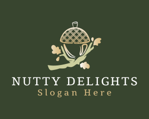 Nut - Golden Acorn Oak Tree logo design