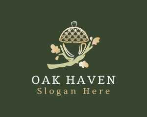 Oak - Golden Acorn Oak Tree logo design
