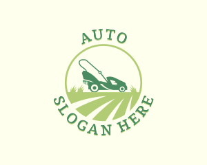 Grass Cutting Lawn Mower Logo