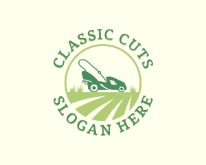 Grass Cutting Lawn Mower logo design