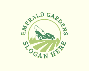 Grass Cutting Lawn Mower logo design