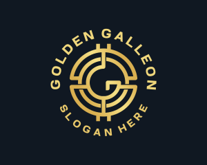 Golden Digital Currency Letter G logo design