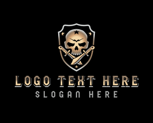 Skull Pirate Swords logo design