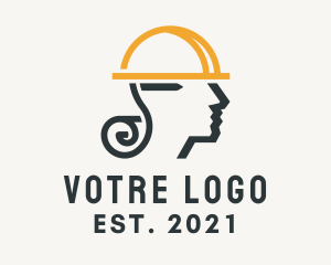 Safety - Construction Worker Hardhat logo design