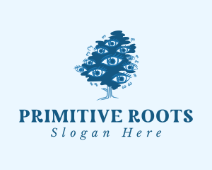 Primitive - Blue Tree Eyes Natural logo design