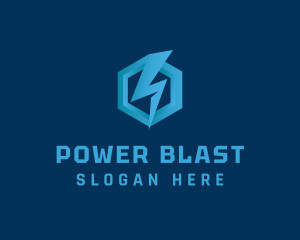 Blue Power Lightning logo design